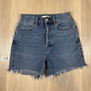 PacSun Blue Frayed Jean Shorts Ultra High Rise Slim Size 25
